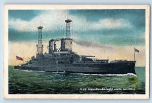 US Navy Ship Postcard USS Superdreadnought South Carolina c1910's Antique