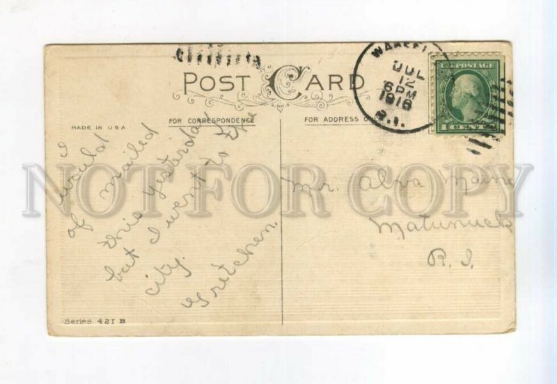 528172 BIRTHDAY Girl Roses Flowers Helen Jeffers Vintage POST 1916 year USA