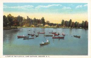 Brevard North Carolina Camp Sapphire Flotilla Boats Antique Postcard K72614