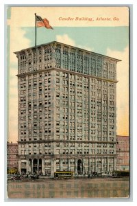 Vintage 1910's Postcard Cable Car & Autos Candler Building Atlanta Georgia