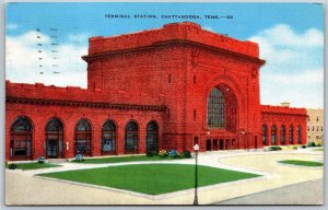 Vtg Chattanooga Tennessee TN Terminal Station Railroad Depot 1950s View Postcard