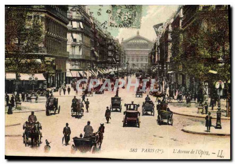 Old Postcard Paris Avenue de l'Opera