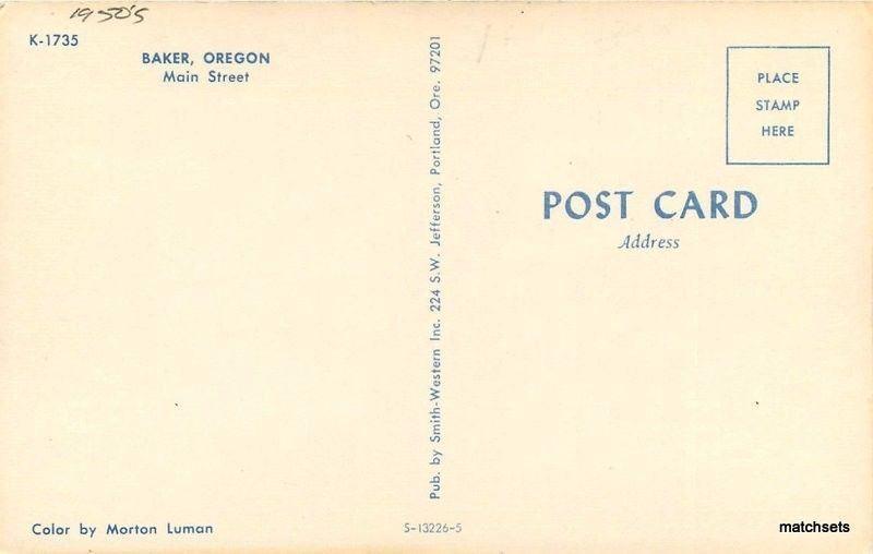 1950s Baker Oregon Main Street autos Smith Western postcard 43