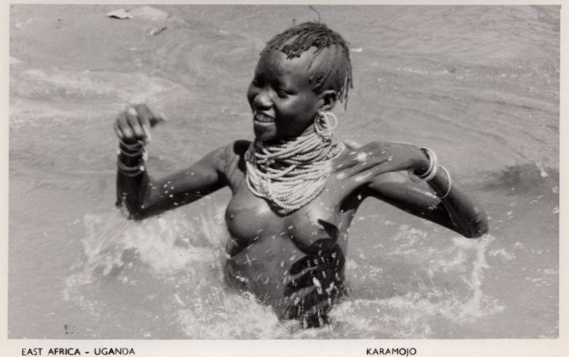 Uganda East Africa Woman Risque Swimming Real Photo Old Postcard