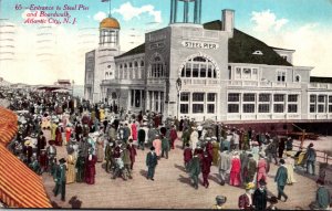 New Jersey Atlantic City Entrance To Steel Pier and Boardwalk 1911