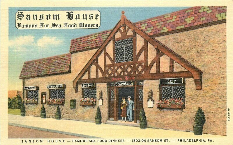 Philadelphia Pennsylvania Sansom House Restaurant Seafood Teich Postcard 21-6192