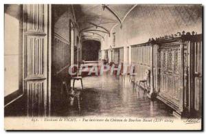 Old Postcard Vichy Inside view of Bournbon Bussets Chateau