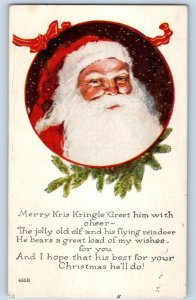 1920 Merry Christmas Santa Claus Snow Winter Posted Antique Postcard