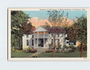 Postcard Birthplace of Will Rogers, Oologah, Oklahoma