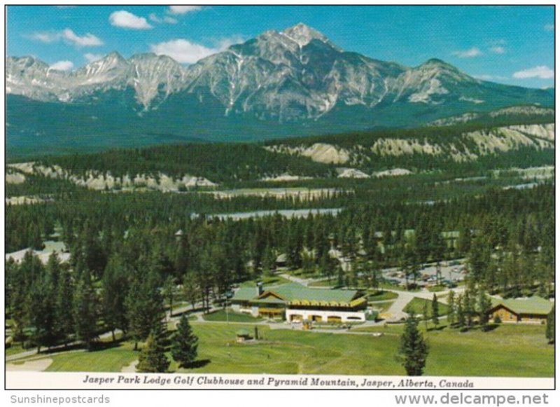 Canada Alberta Jasper Park Lodge Golf Clubhouse and Pyramid Mountain