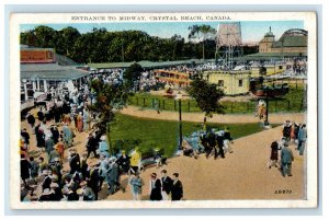 c1920's Guests Scene, Entrance to Midway Crystal Beach Canada Postcard 