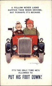 A/S TEMPEST MISOGYNY COMIC Happy Man in Old Car w Dour Wife c1910 Postcard