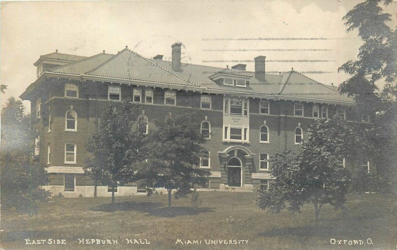 Postcard RPPC 1917 Ohio Oxford Eastside Hepburn Hall Miami University OH24-4325