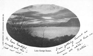 Lake George New York Sunset Waterfront Private Mail Antique Postcard K24759