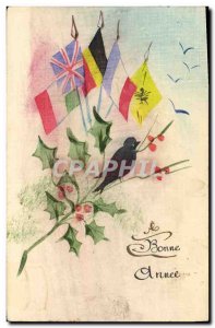 Old Postcard Fancy (drawing hand) Flags