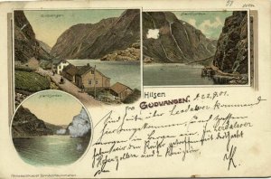 norway norge, GUDVANGEN, Nærøyfjorden, Multiview (1901) Litho Postcard