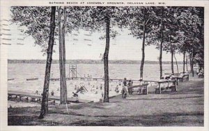 Wisconsin Delavan Lake Bathing Beach At Assemby Grounds 1938