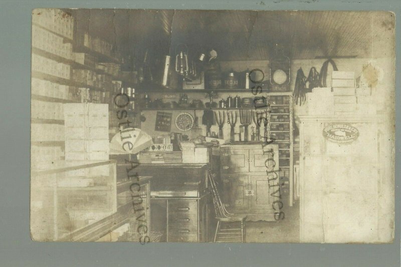 Almora MINNESOTA RPPC 1910 INTERIOR GENERAL STORE nr Henning GHOST TOWN DPO