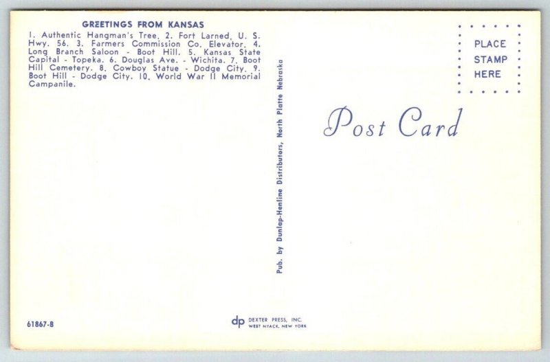 Vintage Kansas Postcard -  Greetings From Kansas