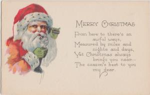 SANTA CLAUS Christmas Greetings Holiday Postcard c1910 TELEPHONE CALL 395