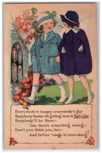 1922 Two Girls Rally Day Freeport Illinois IL Posted Vintage Postcard