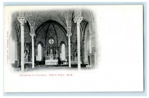 c1905 Interior of Church Holy Hill Wisconsin WI Posted Antique Postcard