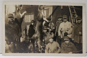 RPPC Hunters Strung Up Deer Rifles Men Hunting Photo AZO Postcard C7