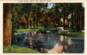 MI - Detroit. Belle Isle, Canoe Scene