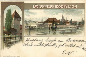 PC GERMANY, GRUSS AUS KONSTANZ, Vintage LITHO Postcard (b31908)