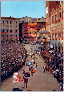 VINTAGE CONTINENTAL SIZE POSTCARD HISTORICAL PARADE OF THE PALIO OF SIENA ITALY