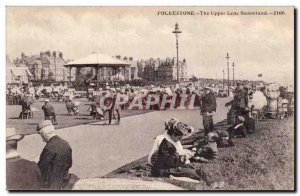 UK Folkestone Old Postcard The upper Leas Bandstand