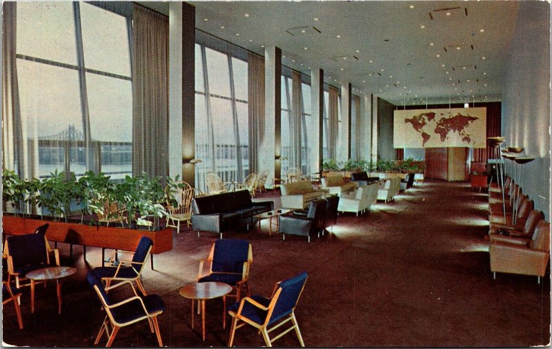 Lounge Conference Building United Nations Headquarters Delegates Postcard VTG  