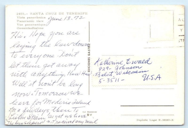 Santa Cruz de TENERIFE 4x6 Postcard