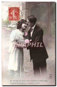 Fantasy - Couple - I see that our two hearts lull the same dream - Old Postcard