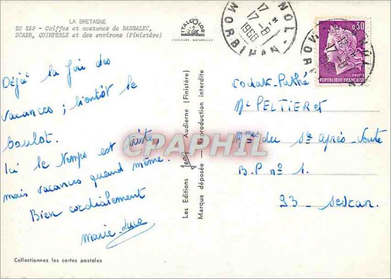 Postcard Modern Brittany Coiffee and costume Bannalec Scaser Quimperle and ar...