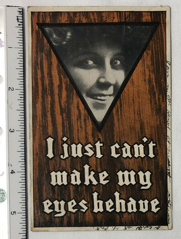 VTG c.1910 Mostwood Funny Postcard Can't Make my Eyes Behave Posted