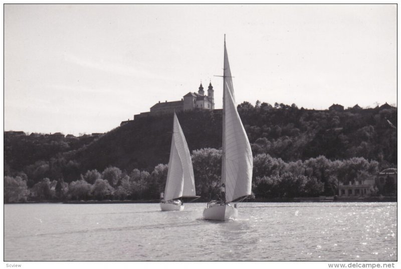 RP: TIHANY , Hungary , 40-50s ; Shore of Balaton Lake w/ Abbacy Church