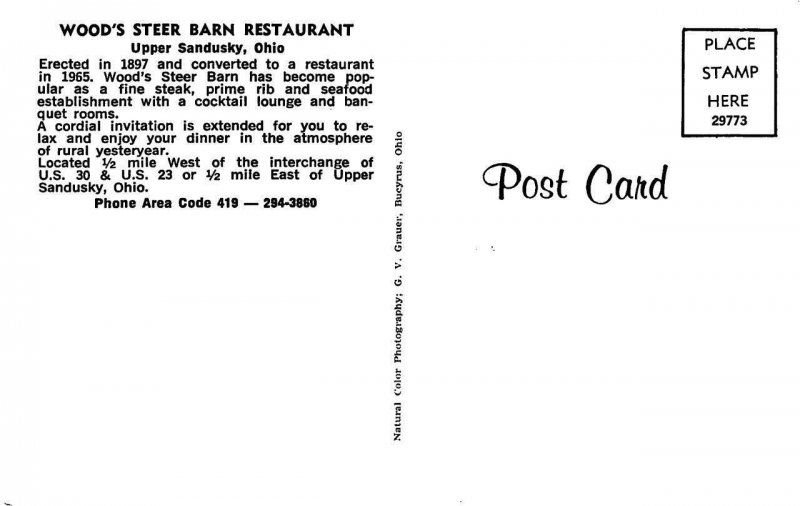 WOOD'S STEER BARN RESTAURANT Sandusky, OH Tobacco Sign Roadside Vintage