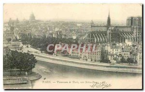 Old Postcard Paris Panorama of Paris to Notre Dame