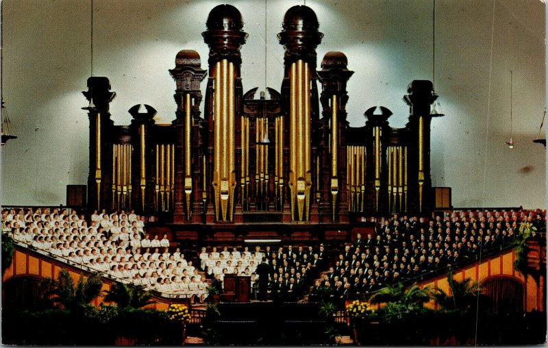 Vtg Interior Mormon Tabernacle Temple Square Salt Lake City Utah UT Postcard