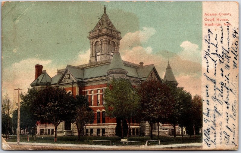 Hastings NB-Nebraska, 1906 Adams County Courthouse Grounds Posted Postcard