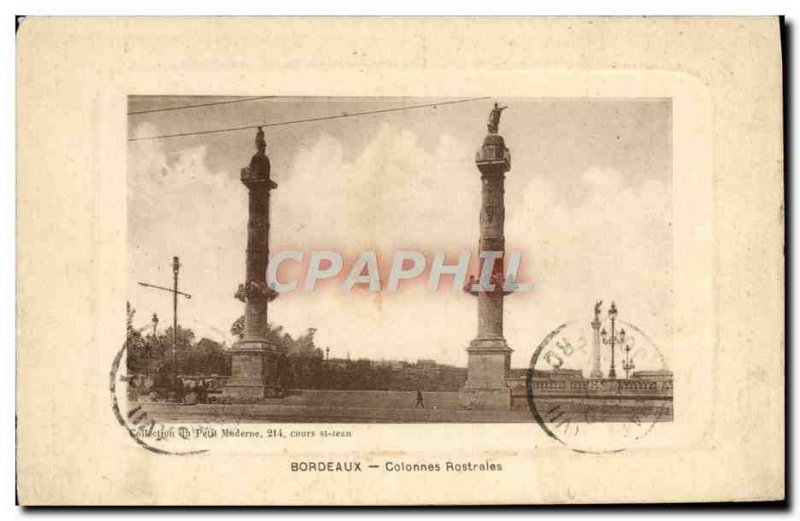 Old Postcard Bordeaux Rostral Columns