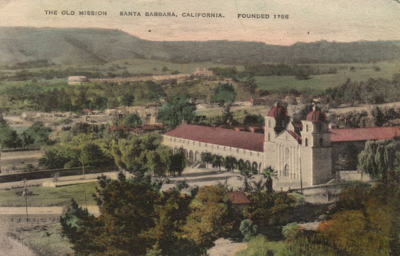 Vintage Postcard 1927 Old Mission Santa Barbara Founded 1786 Santa Barbara CA