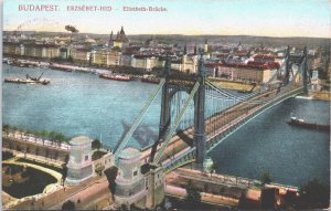Hungary Budapest Erzsébet Hid Elisabeth Bridge Vintage Postcard 09.21