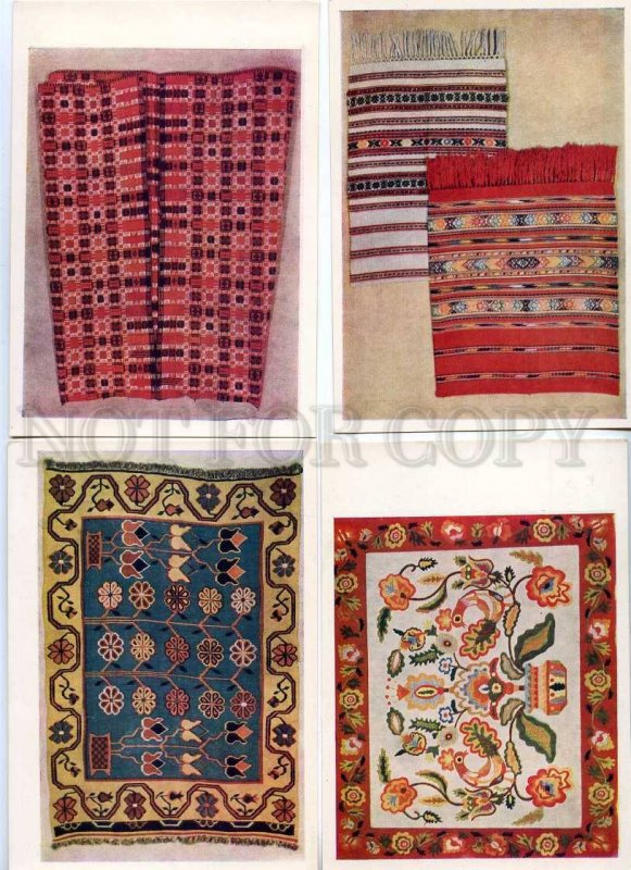 182222 Ukrainian folk art set of 16 old postcards