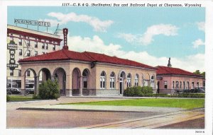 C B &Q Burlington Bus and Train Railroad Depot Cheyenne Wyoming