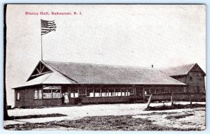 1908 SAKONNET RHODE ISLAND DINING HALL ICE CREAM SIGN AMERICAN FLAG POSTCARD