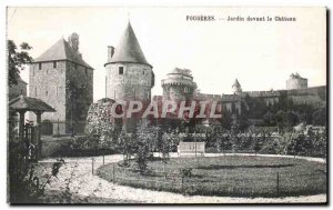 Old Postcard Fougeres Garden in front of the Chateau