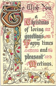 Embossed Christmas Loving Greetings Poem Ornate Writing 1911 Postcard