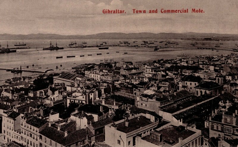 Gibraltar Town and Commercial Mole Vintage Postcard 08.67